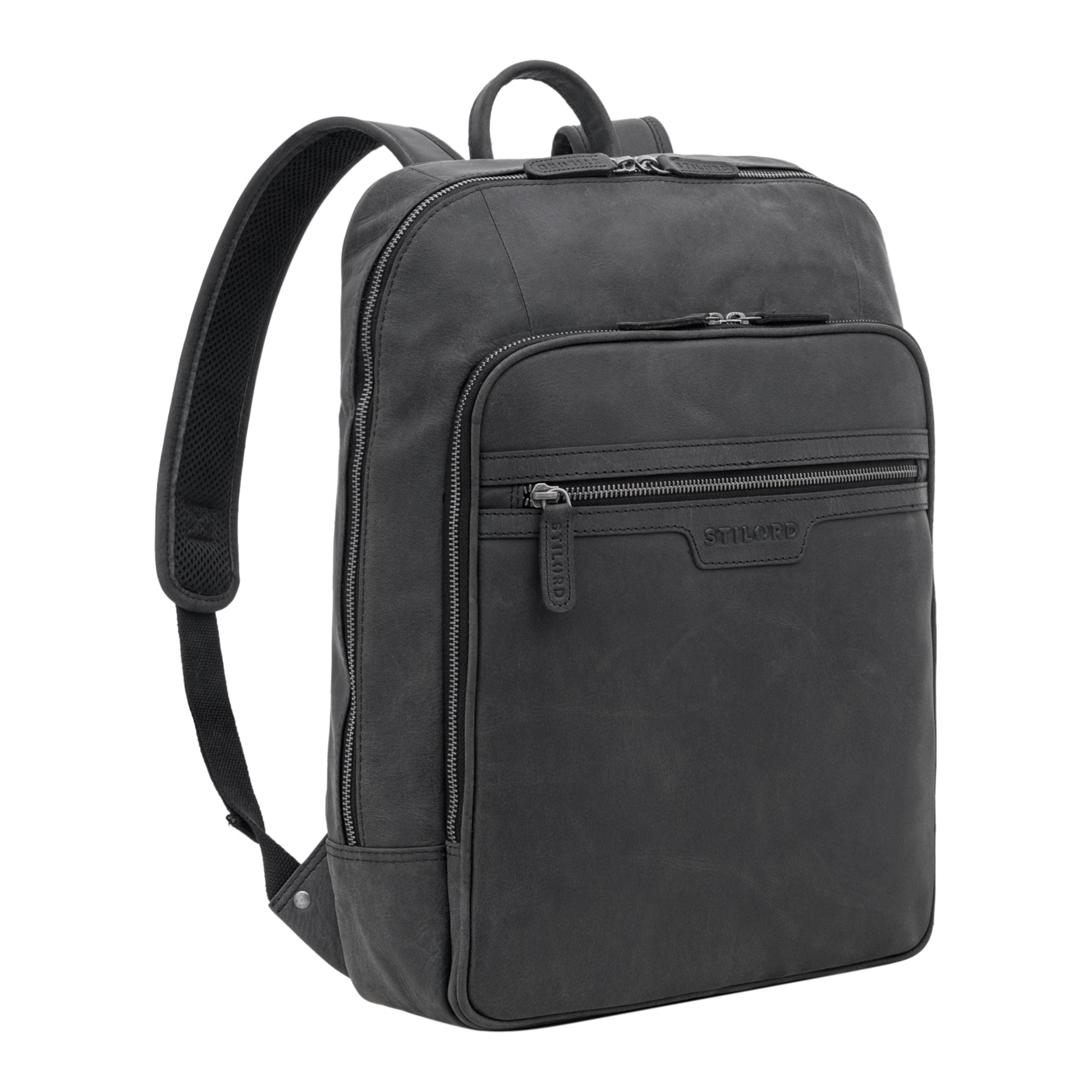 Grauer herren leder rucksack retro