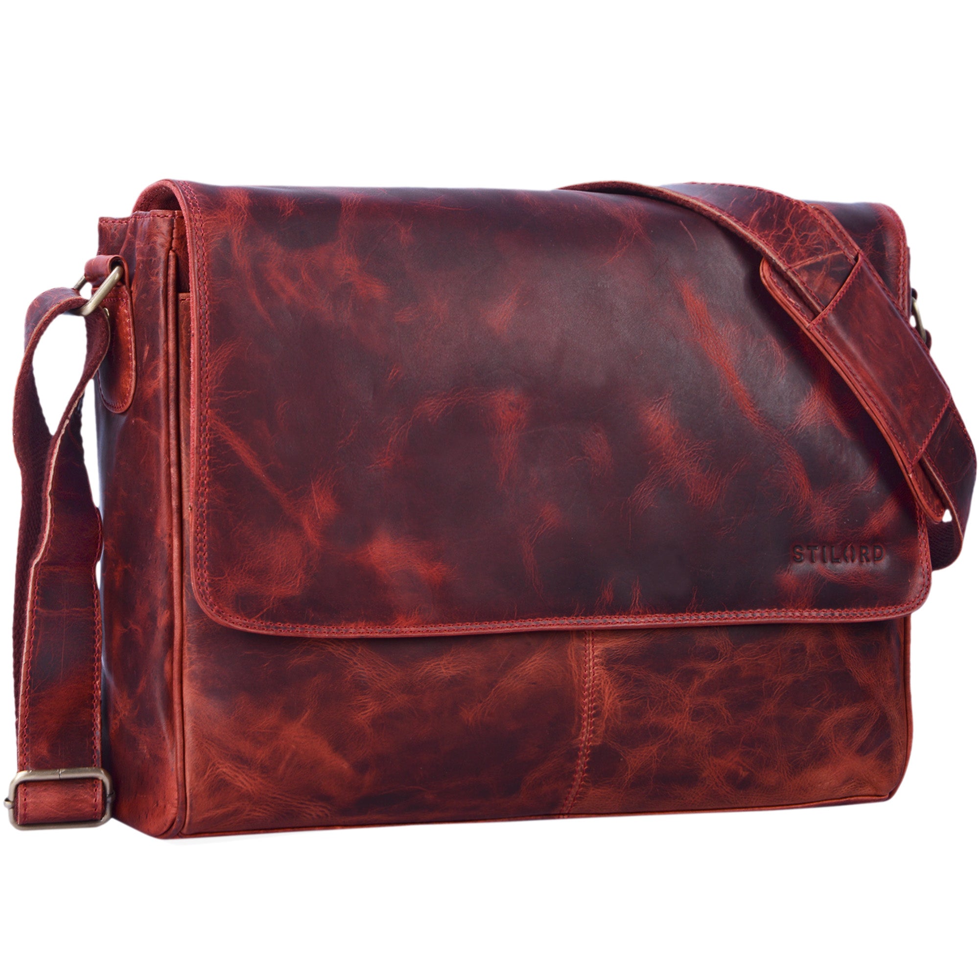 Rote Messengertasche Leder