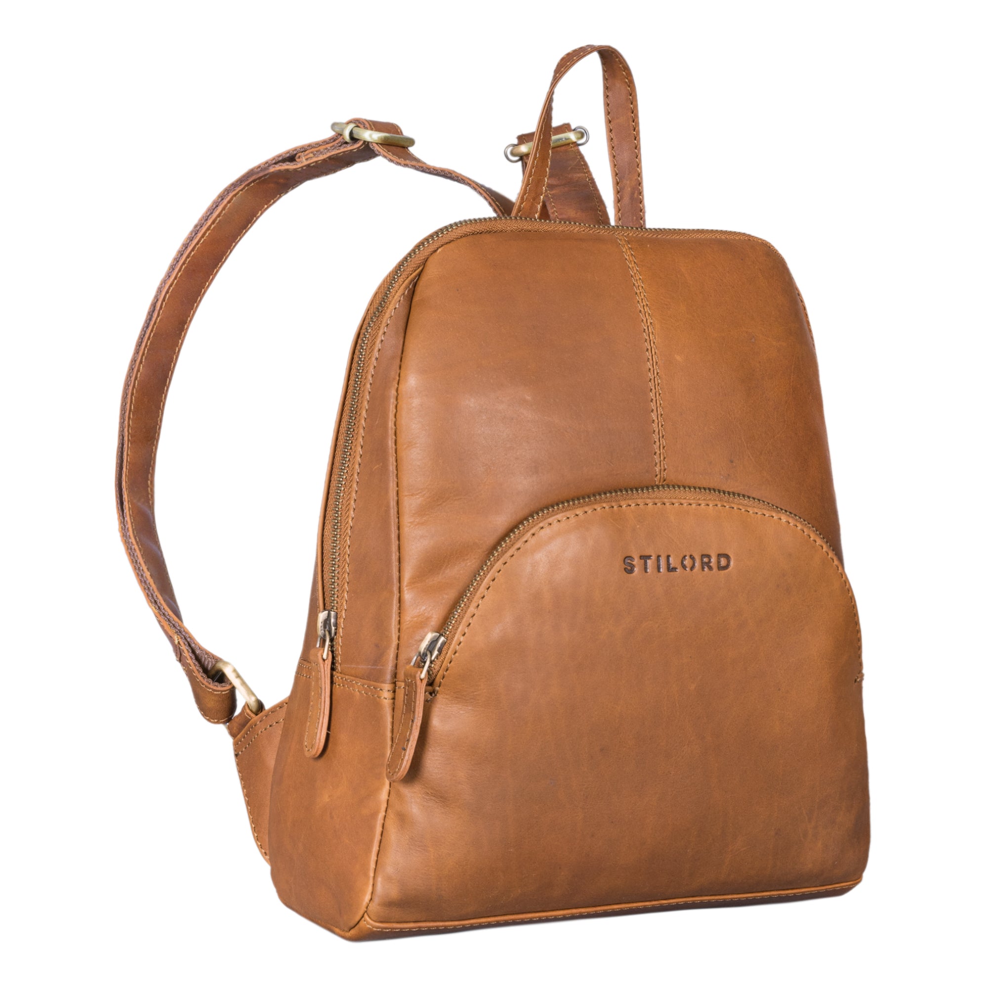 Hellbrauner Lederrucksack Damen Echtleder klein