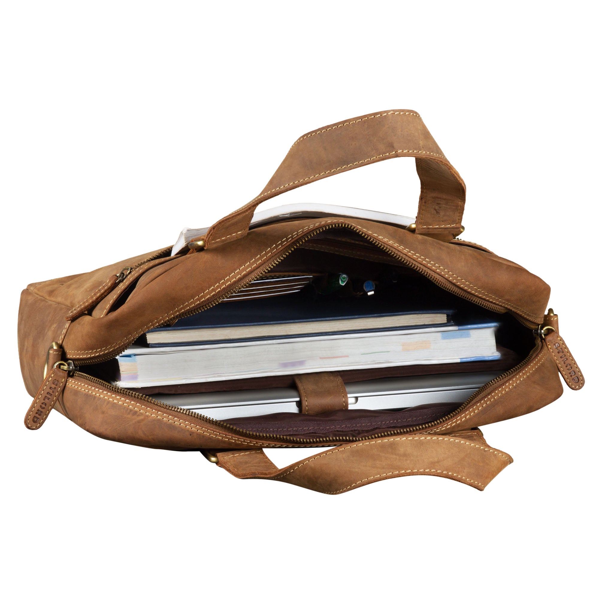 Braune Echtleder Schultertasche Business
