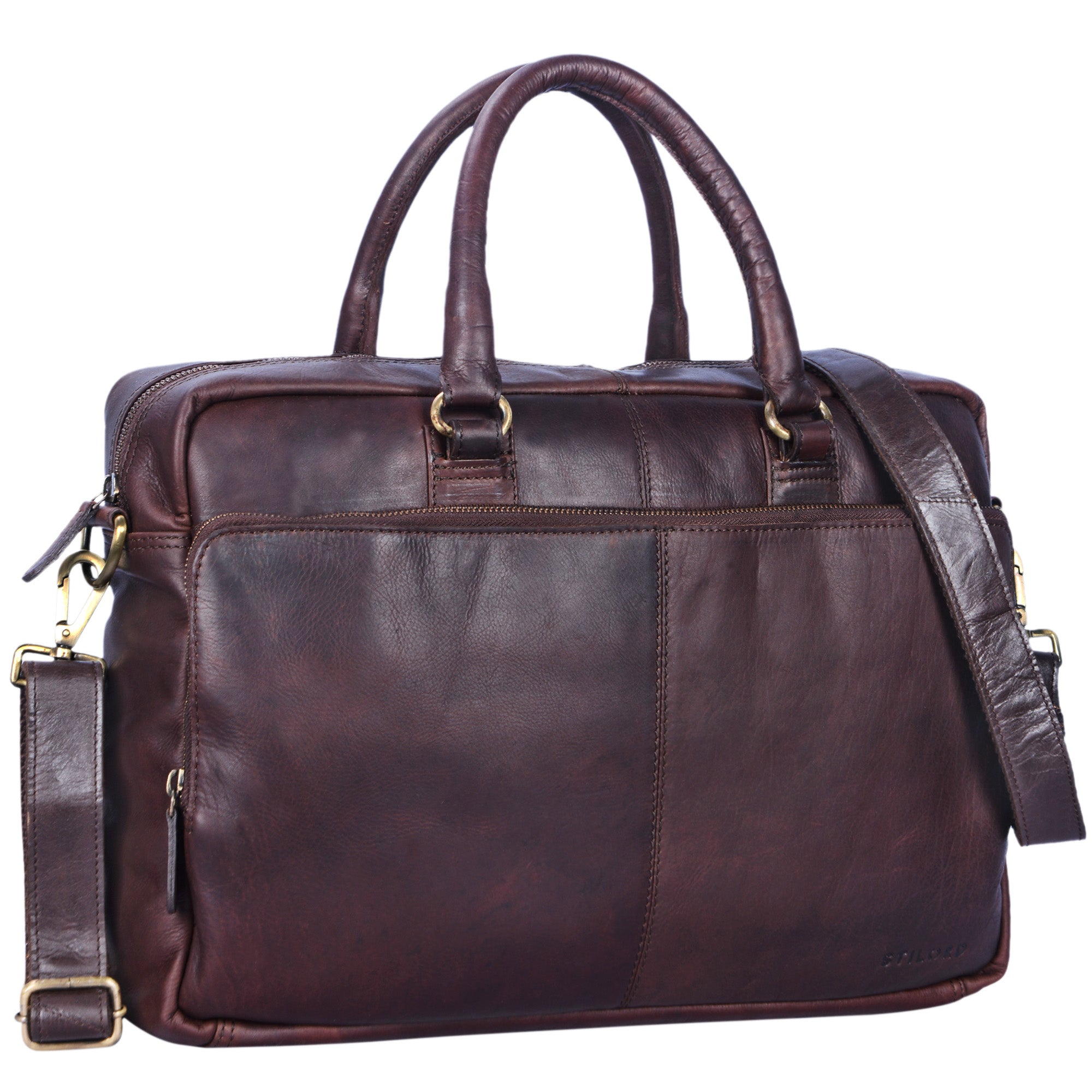 Leder Aktentasche dunkelbraun Vintage