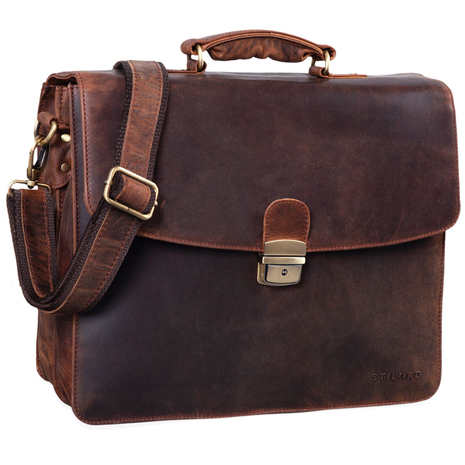 Braune Retro Aktetasche Vintage Leder