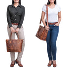 Elegante Damenhandtasche gross Leder braun