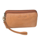 Braune Handgelenktasche echtes Leder