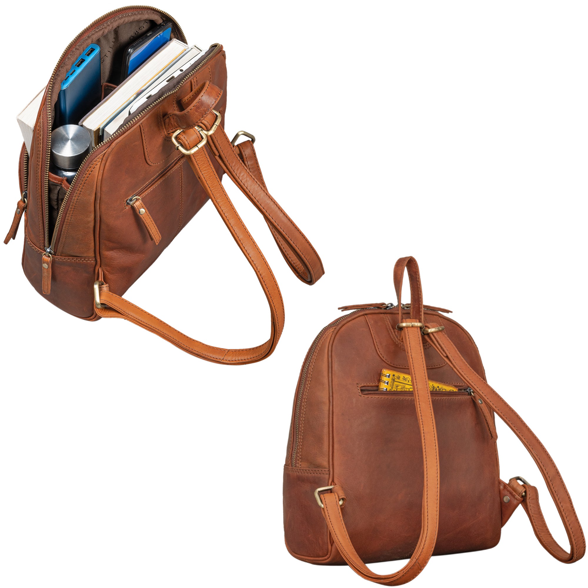 Leder Rucksack Cognac Braun