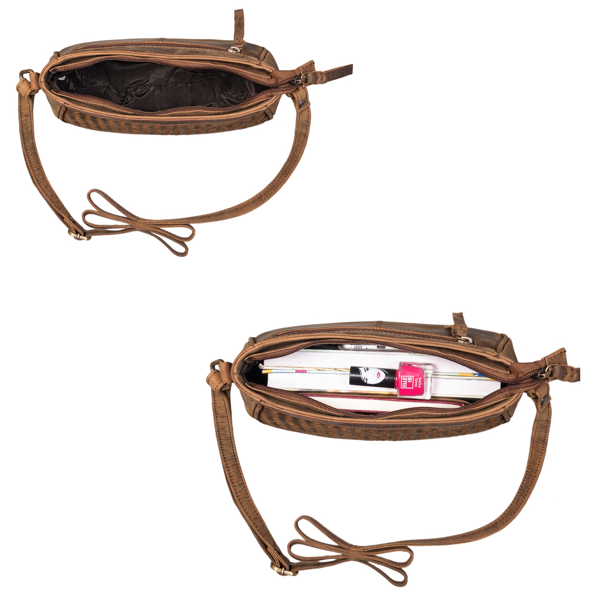 Umhängetasche für Damen Leder braun