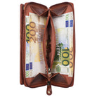 Brieftasche Reißverschluss Fächer Leder