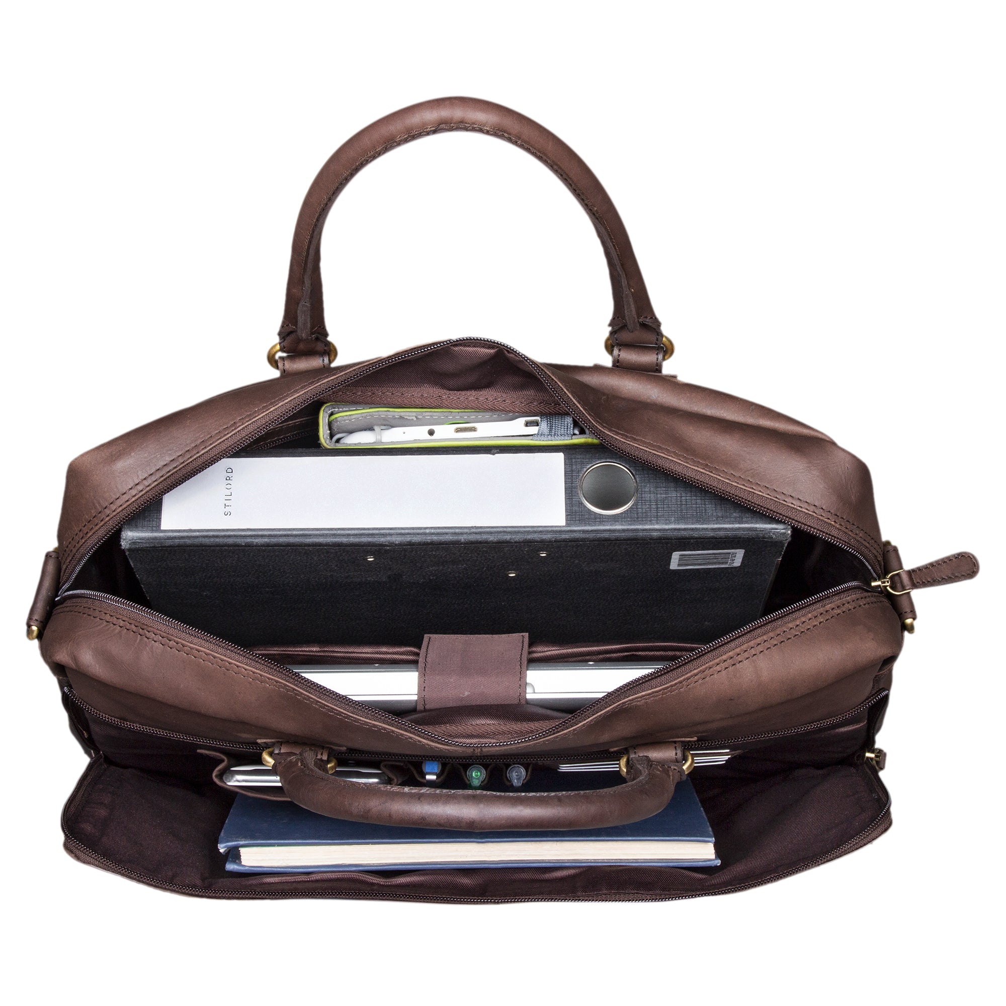 Braune Bürotasche Vintage echtes Leder