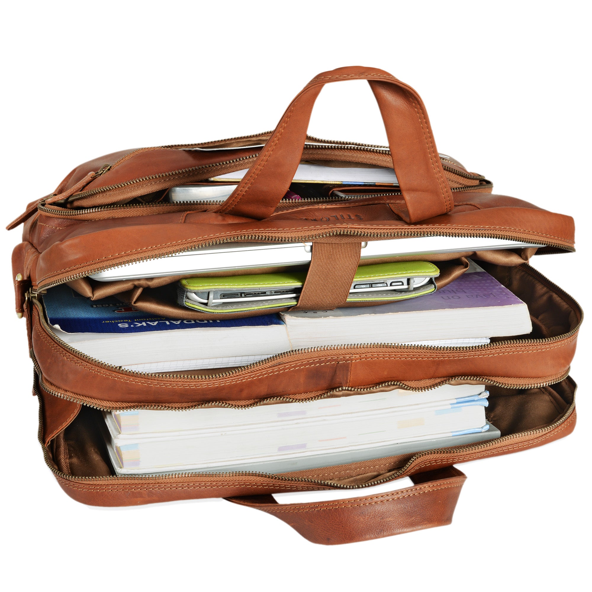 Bürotasche Echtleder cognac