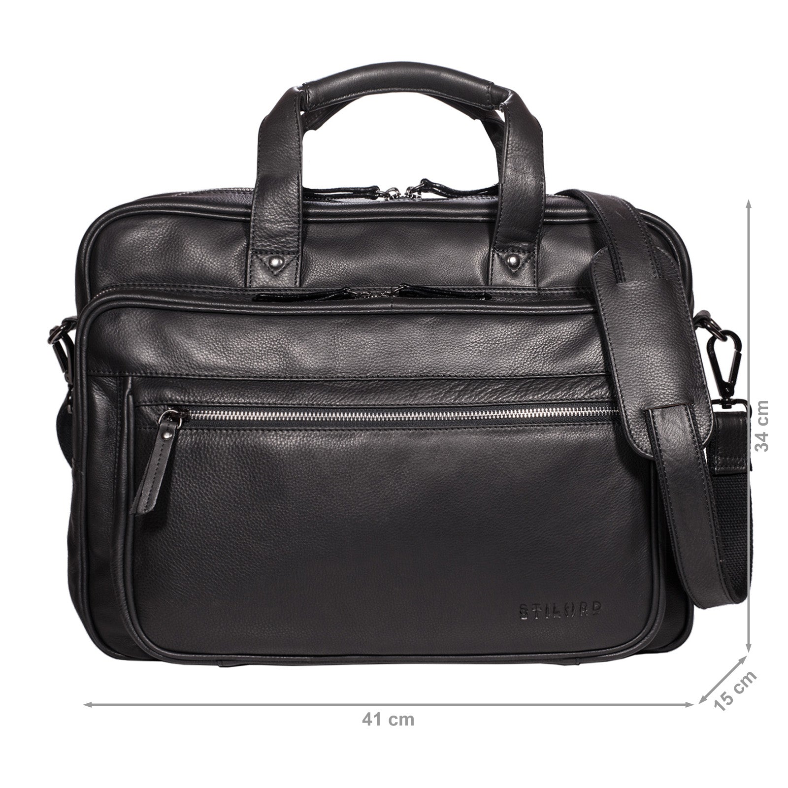 Bürotasche Schwarz Leder
