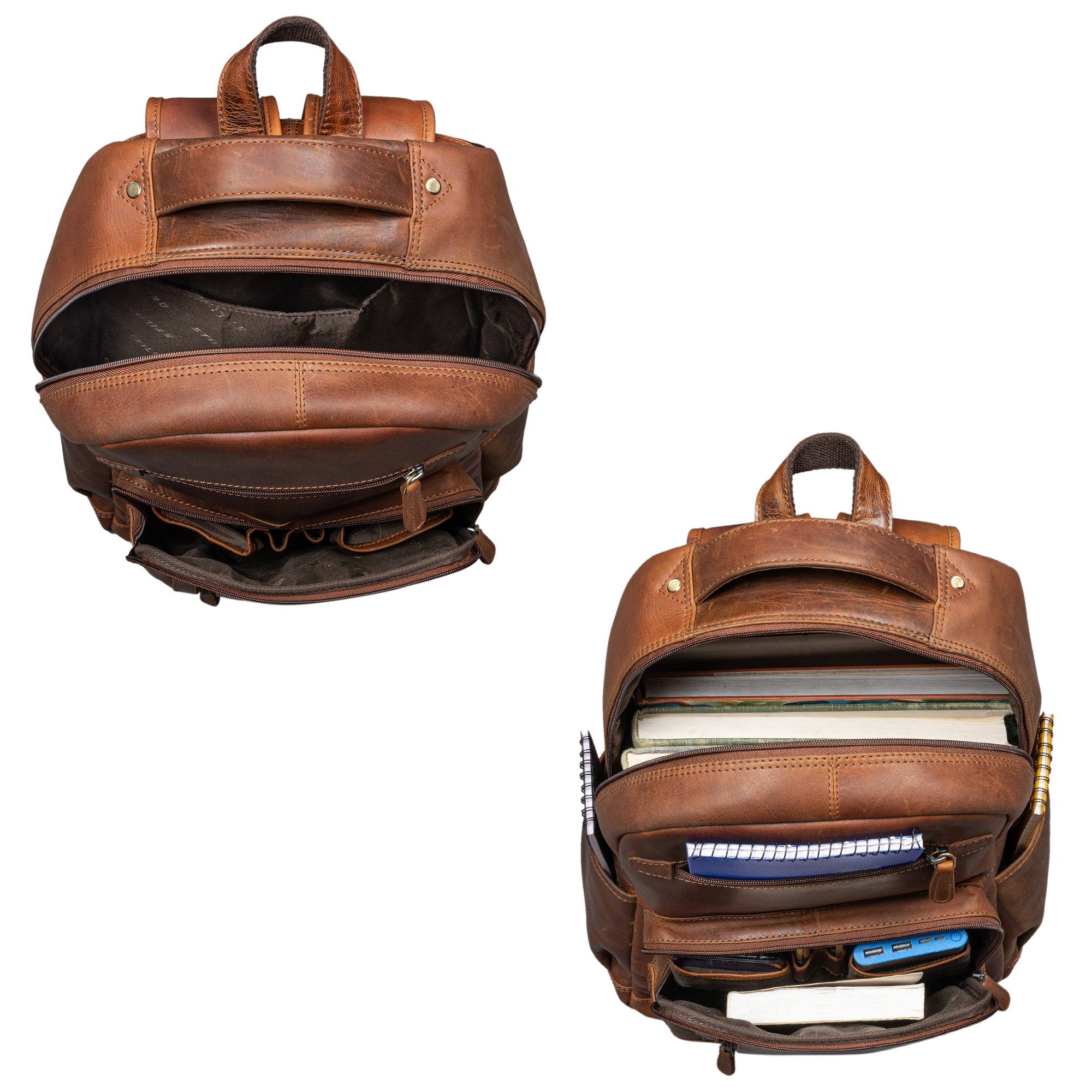 Businessrucksack Herren braun Leder