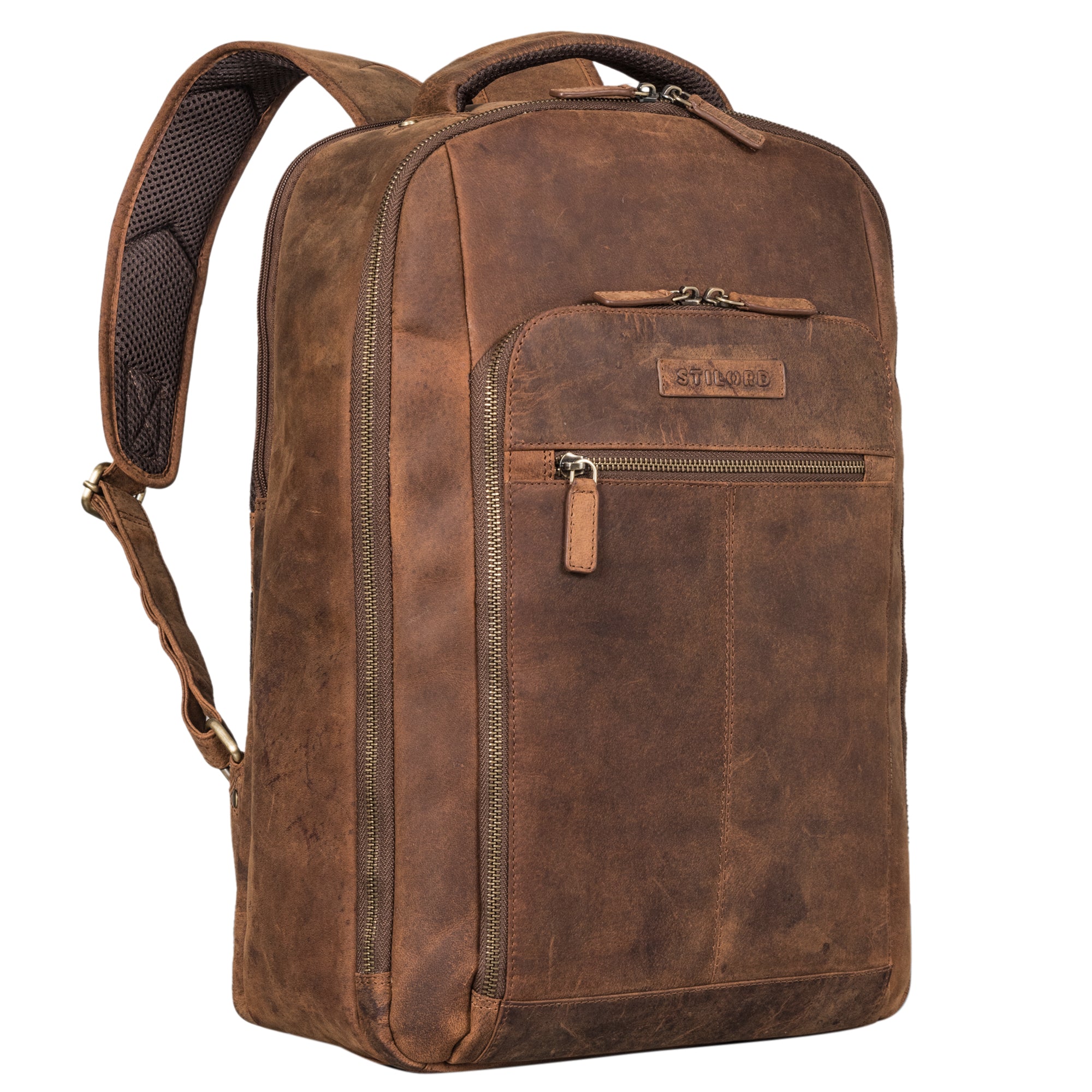 Lederrucksack Herren Echtleder mit Laptopfach 15 - 16 Zoll Braun