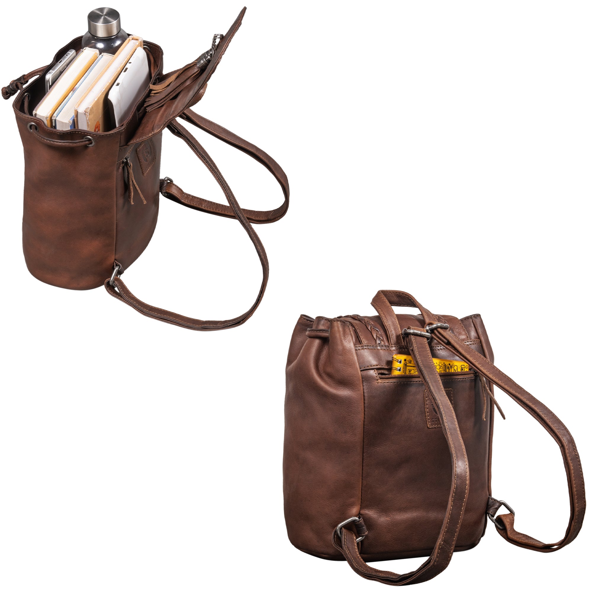 Vintage leder rucksack DIN A4 braun