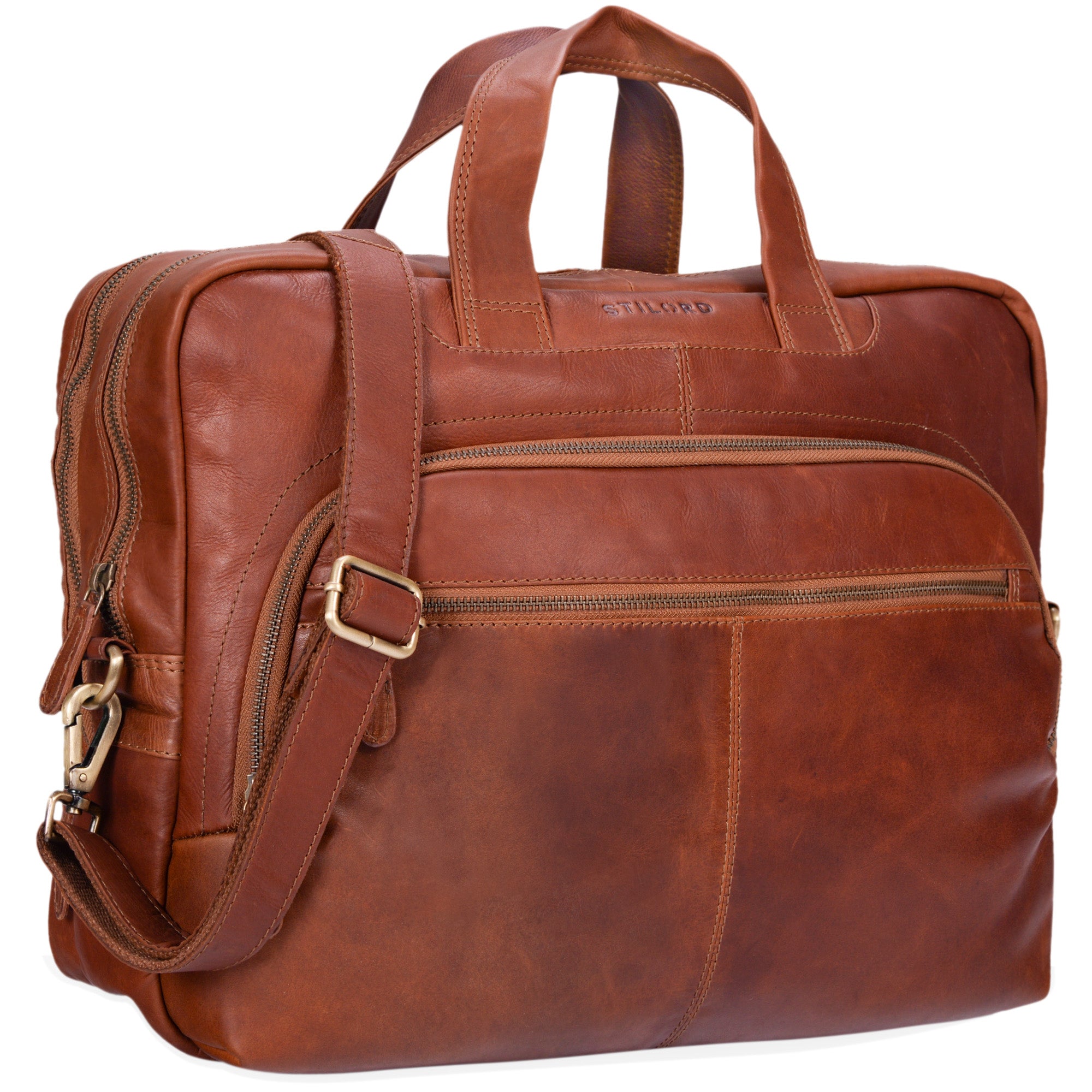 Leder Umhängetasche groß cognac braun