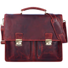 Retro Businesstasche Leder rot - braun