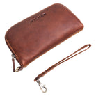 Handgelenktasche mit Geldbörse Cognac Braun
