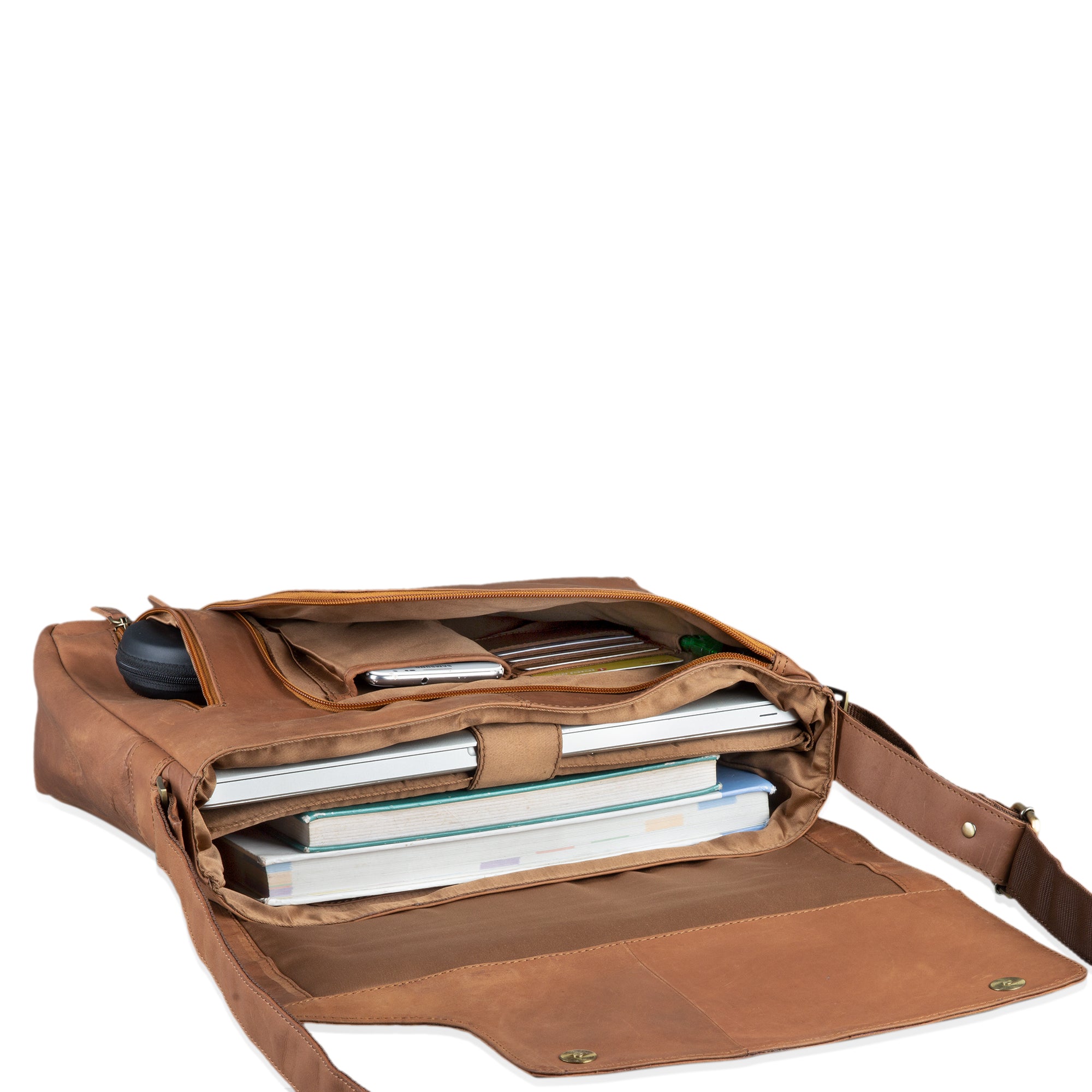 Herren Leder College Bag Vintage braun
