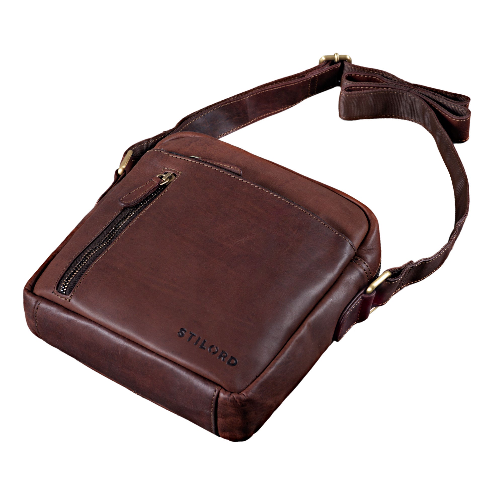Kleine Leder Herrentasche dunkel-braun
