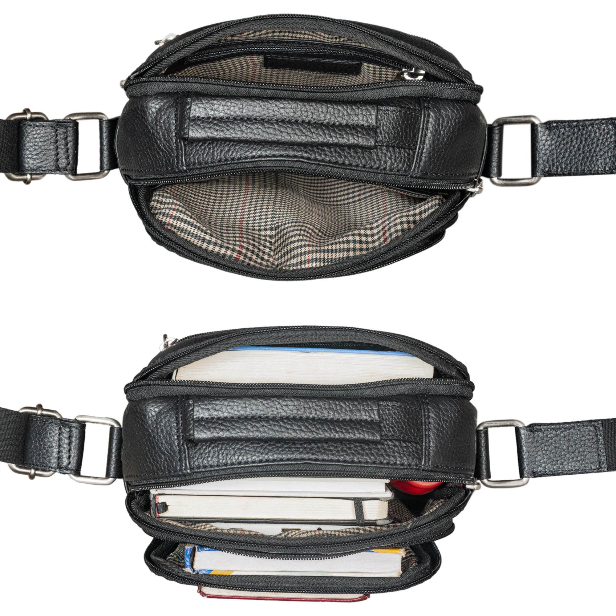 Retro Crossbody Bag schwarz Echtleder