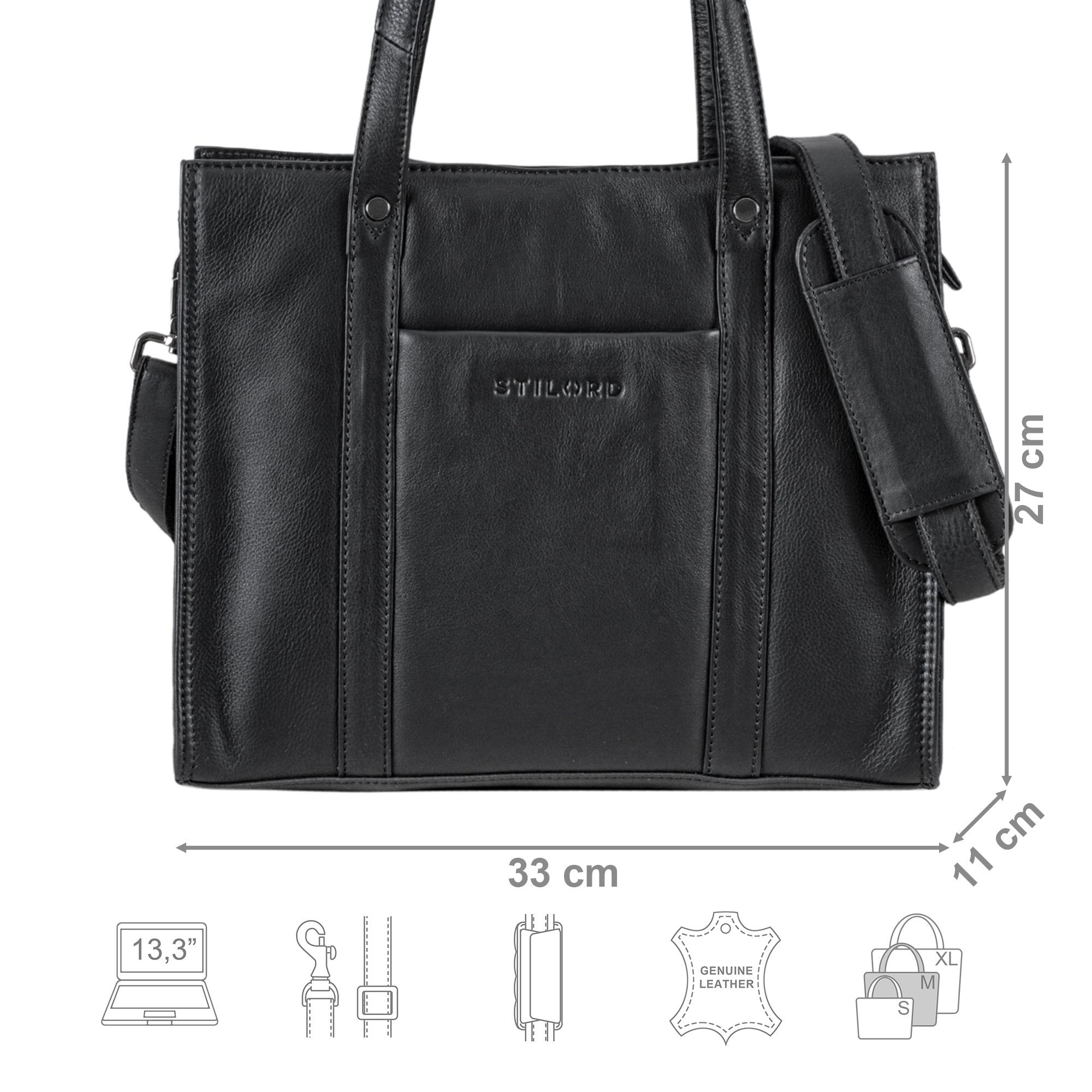 Freizeit Handtasche Damen Leder schwarz