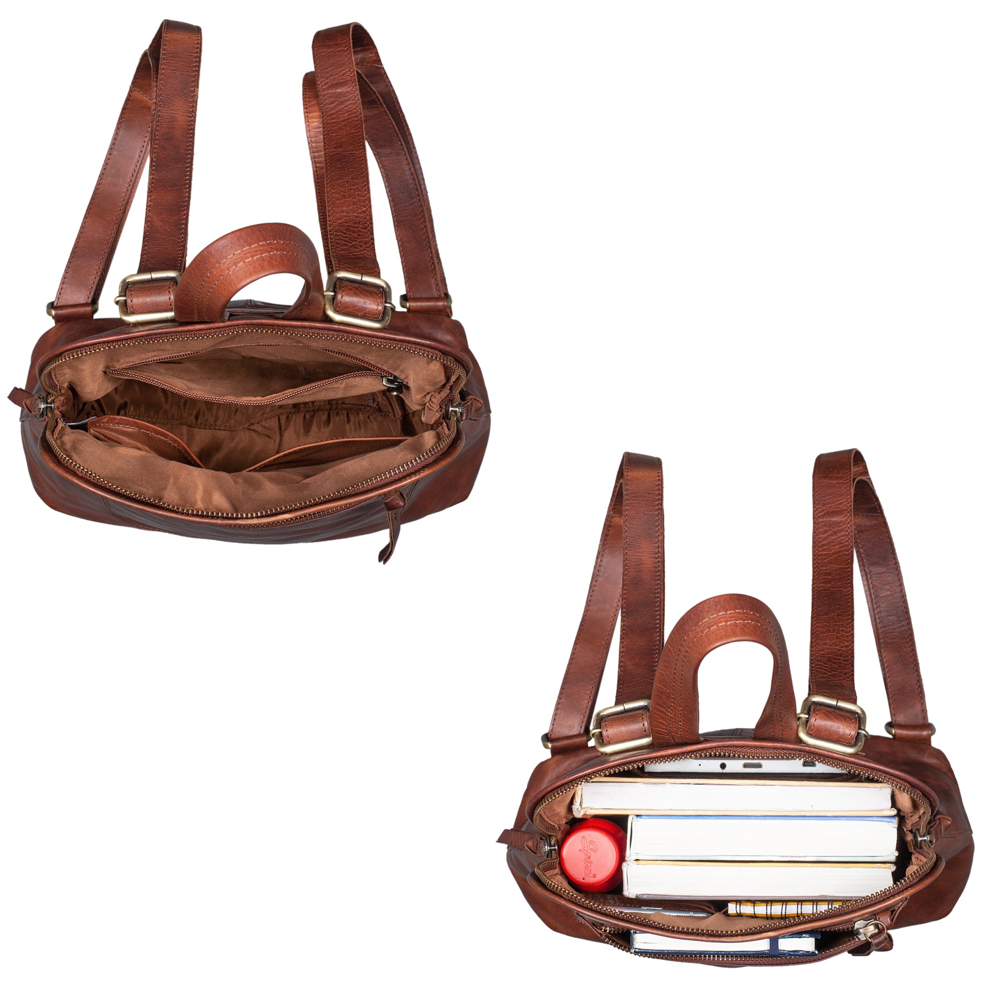 Ledertasche Rucksack braun