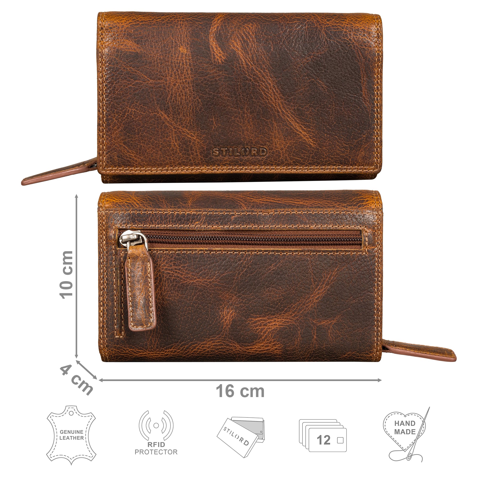 Damen Geldbeutel Leder Vintage braun