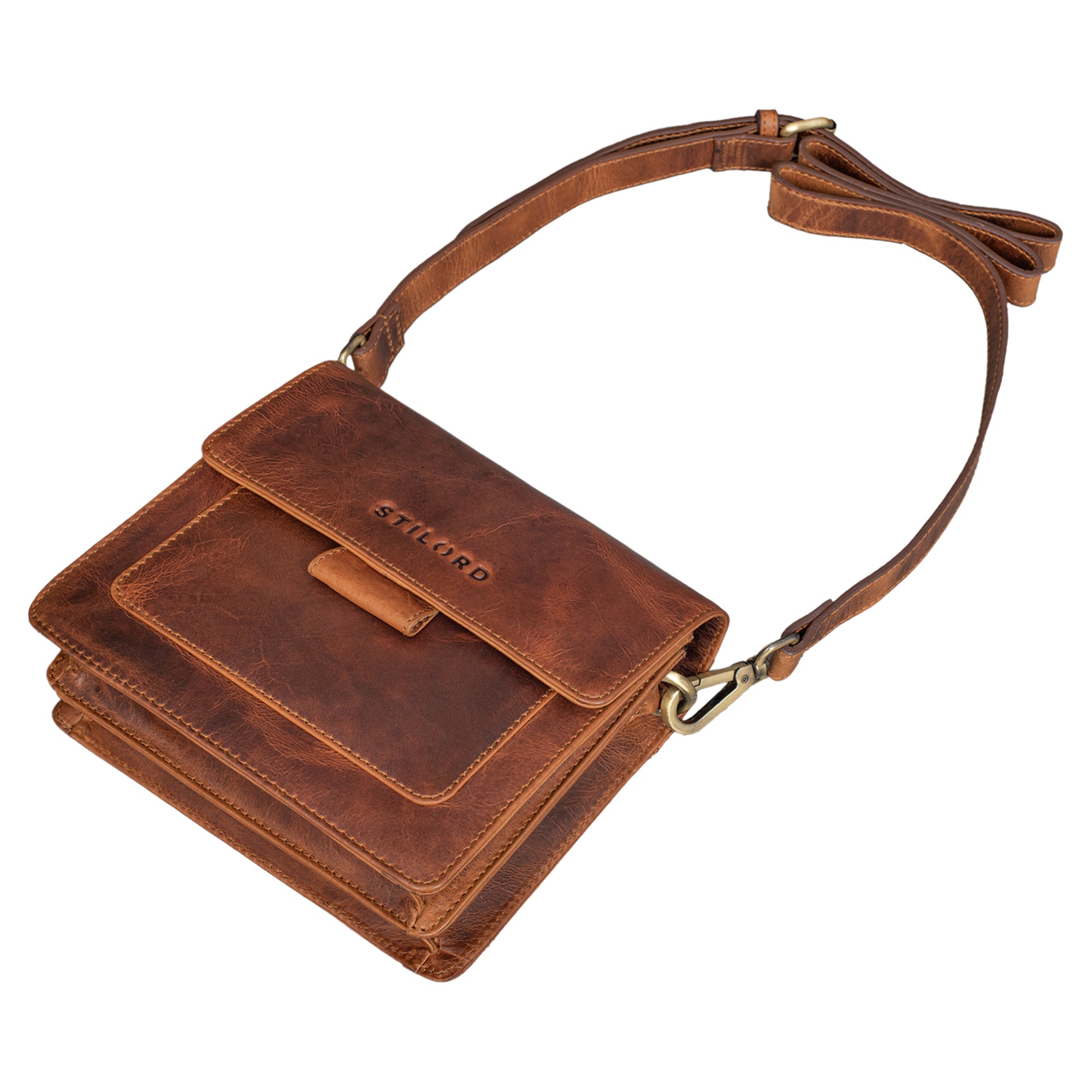Damen Schultertasche Leder braun