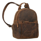 Brauner Lederrucksack geflochtener Henkel Damen