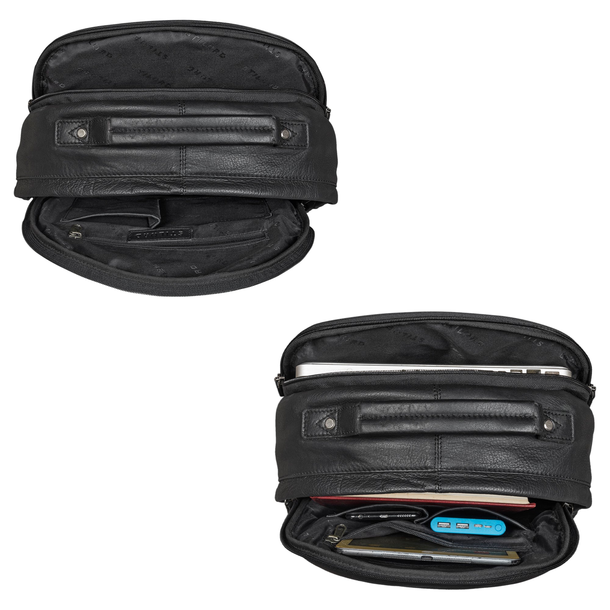 Lederrucksack Damen schwarz
