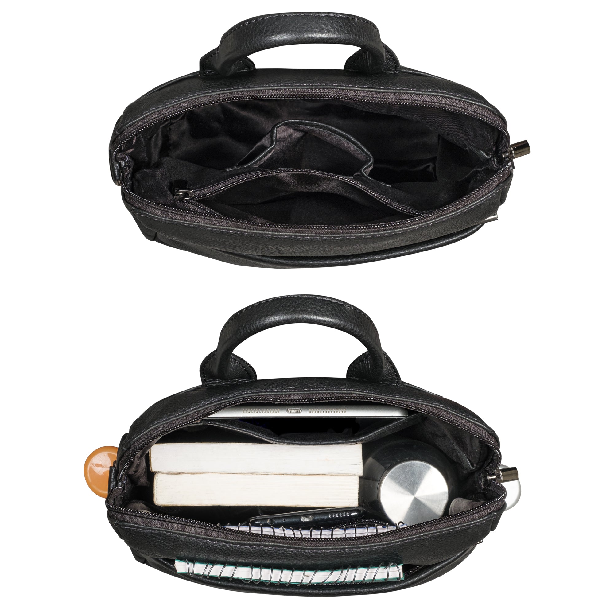 Rucksack Damen schwarz Leder