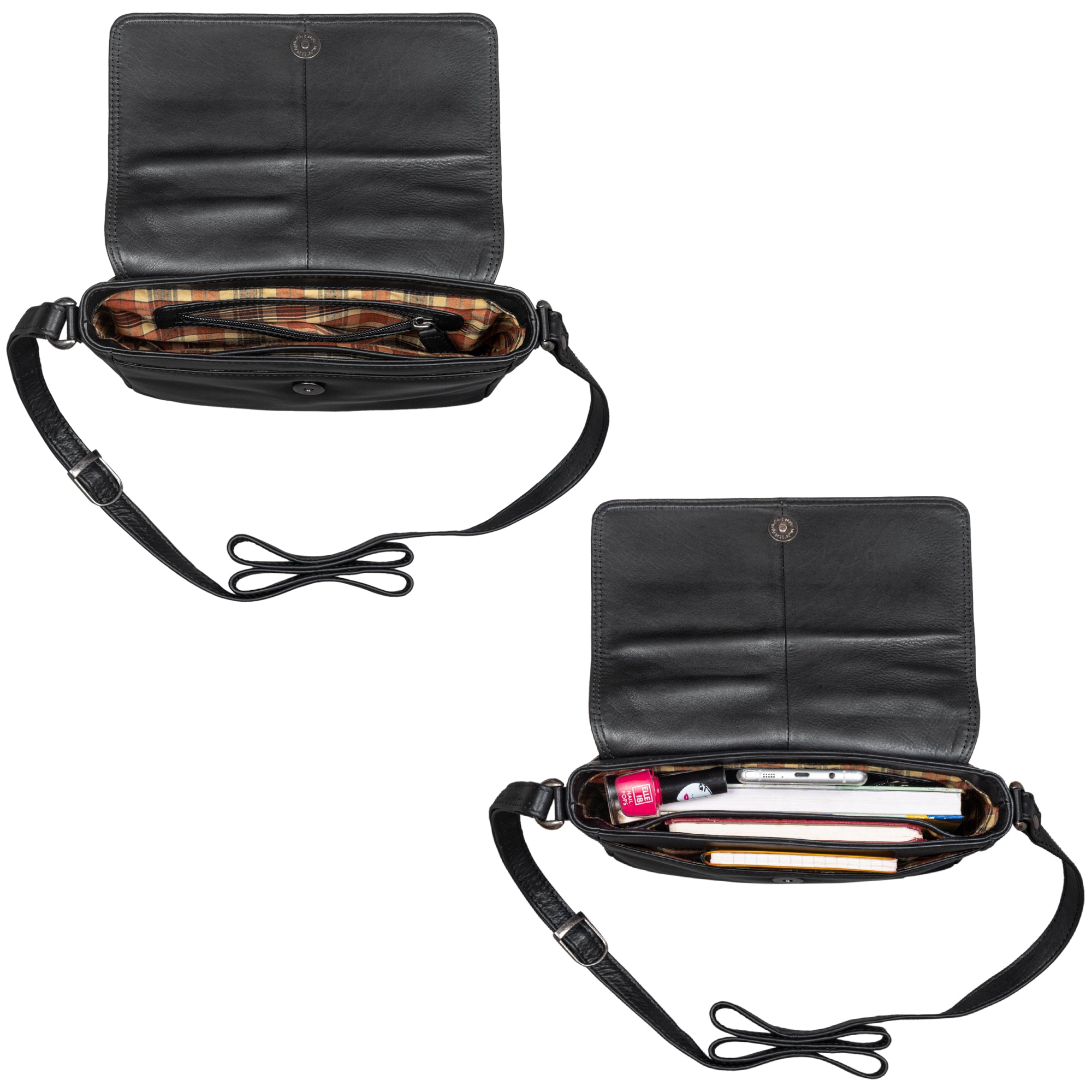 Handtasche Damen schwarz Leder