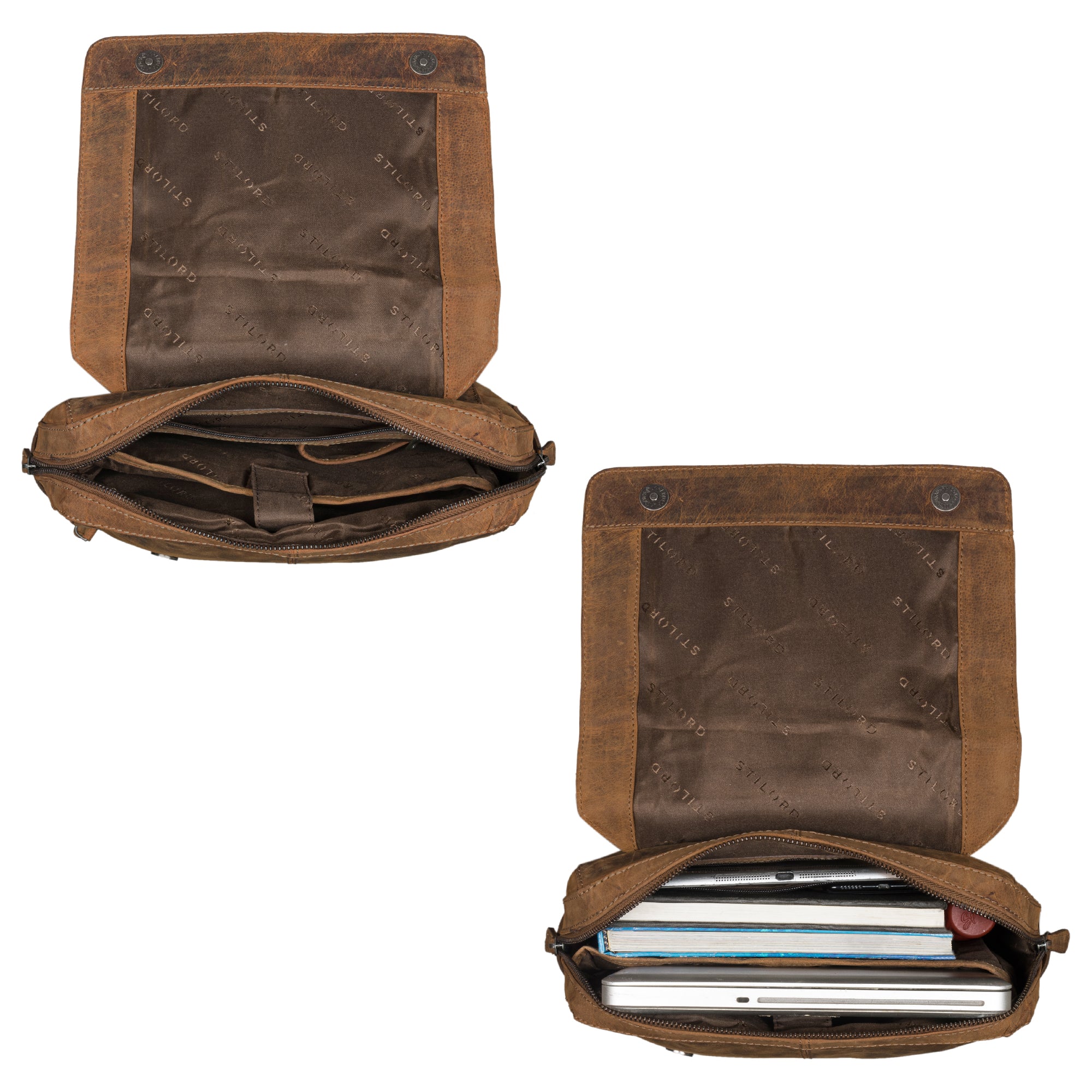 Arbeitsrucksack in Leder braun für Laptop und Dokumente