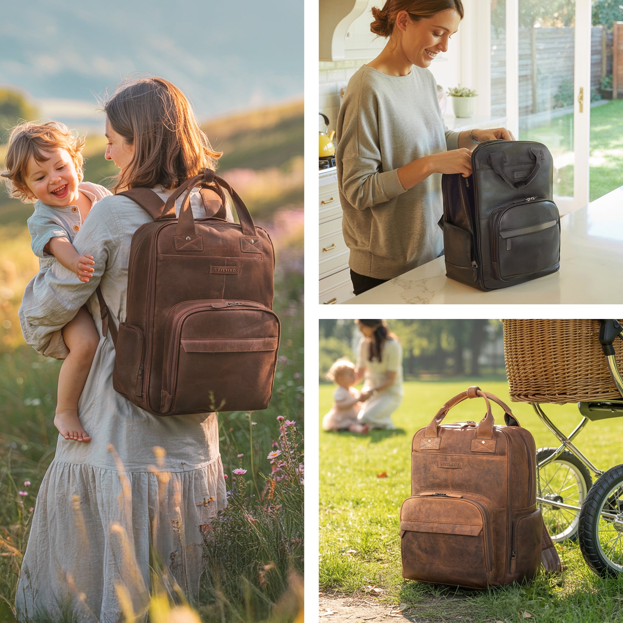 Windelrucksack für Mütter Dunkelbraun