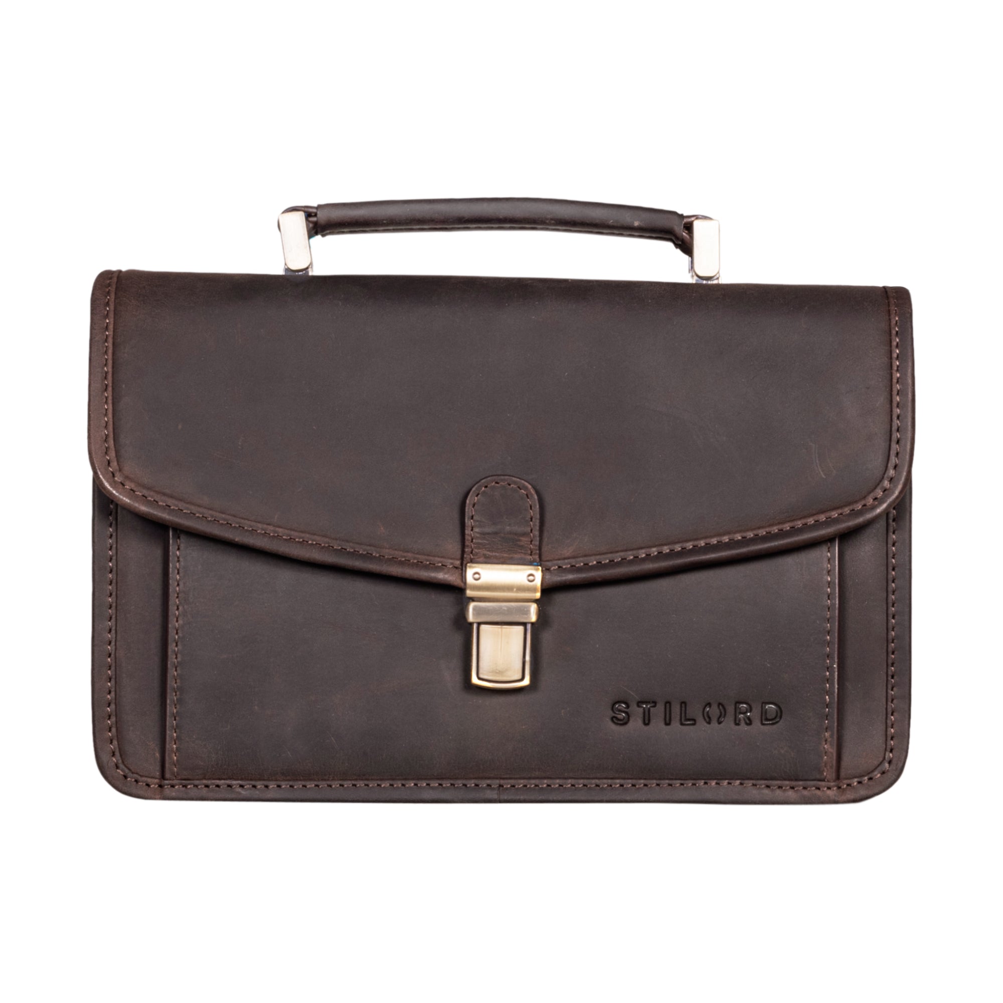 Clutch Damen braun Echtleder