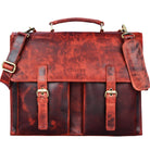 Große Leder Aktentasche rot Vintage Design