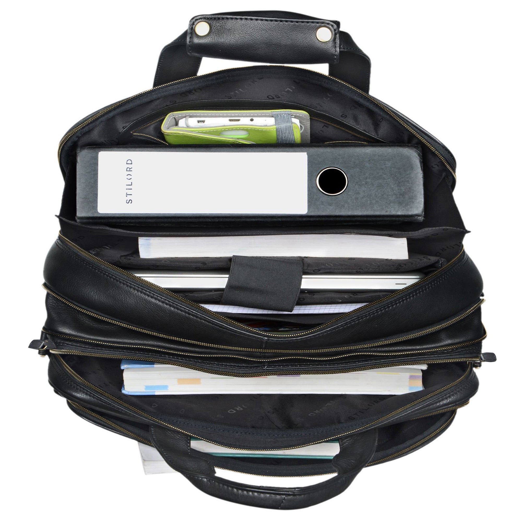 XXL Schwarze Ledertasche für Arbeit
