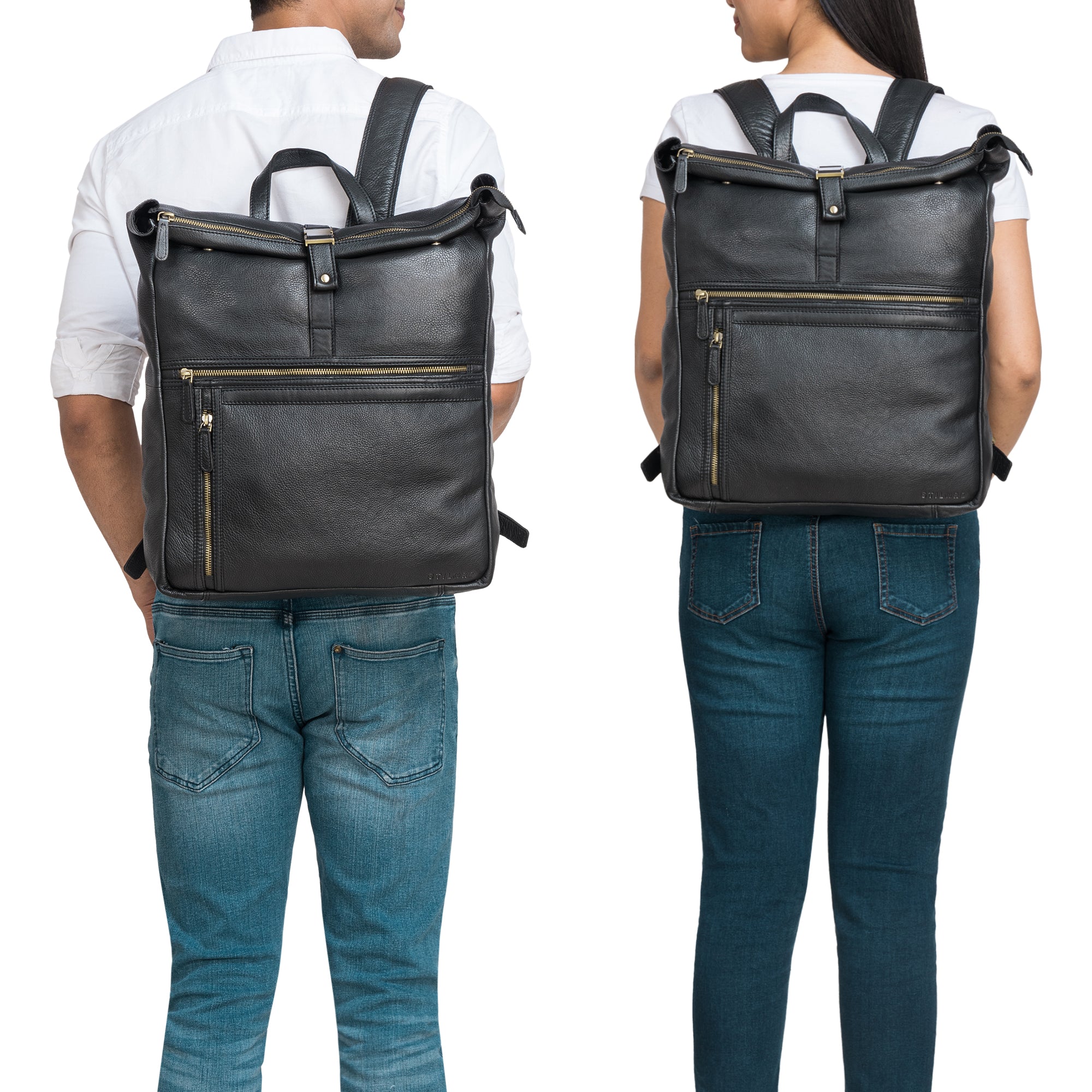 Laptop Ruckasck Herren Leder groß schwarz