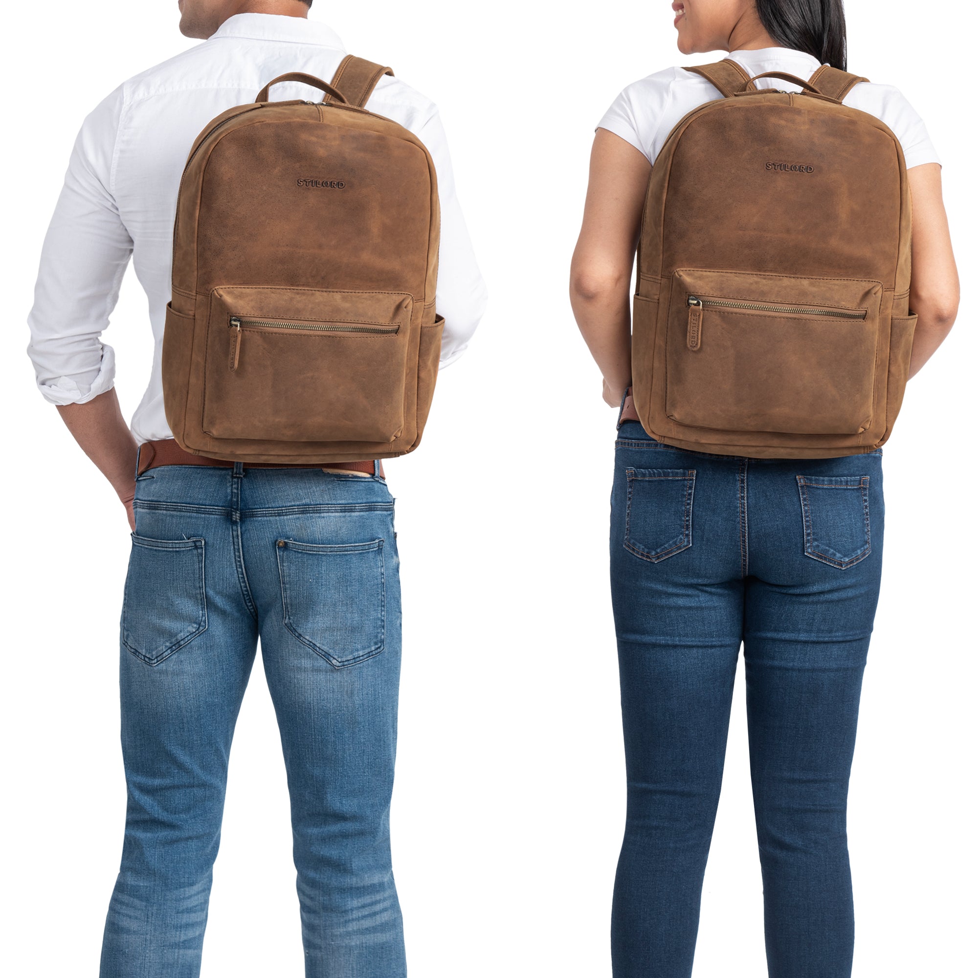 Brauner Echtleder Rucksack Wildleder Groß Unisex