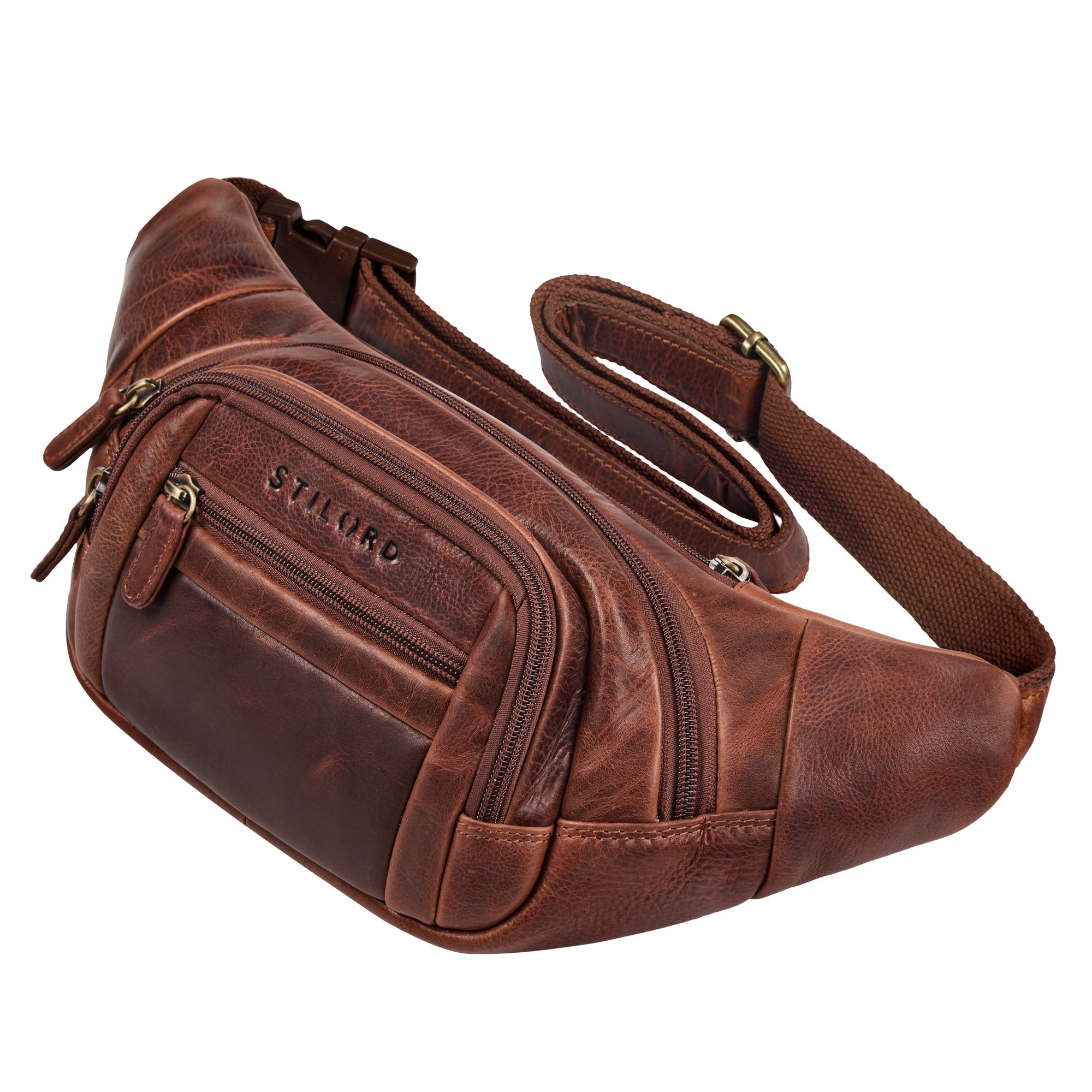 Gürteltasche wasserdicht Herren Leder kara cognac