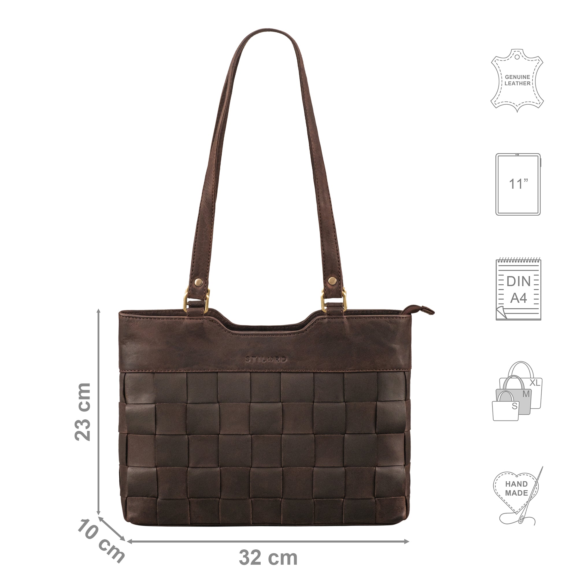Ledertasche geflochten Damen braun