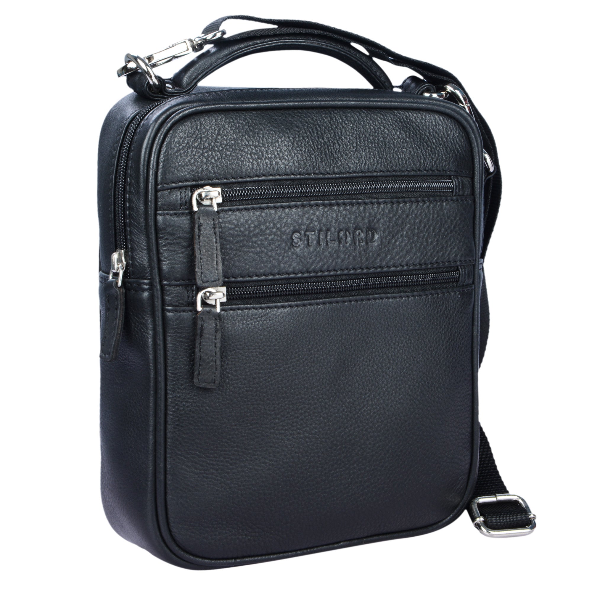 Herrenhandtasche Leder schwarz