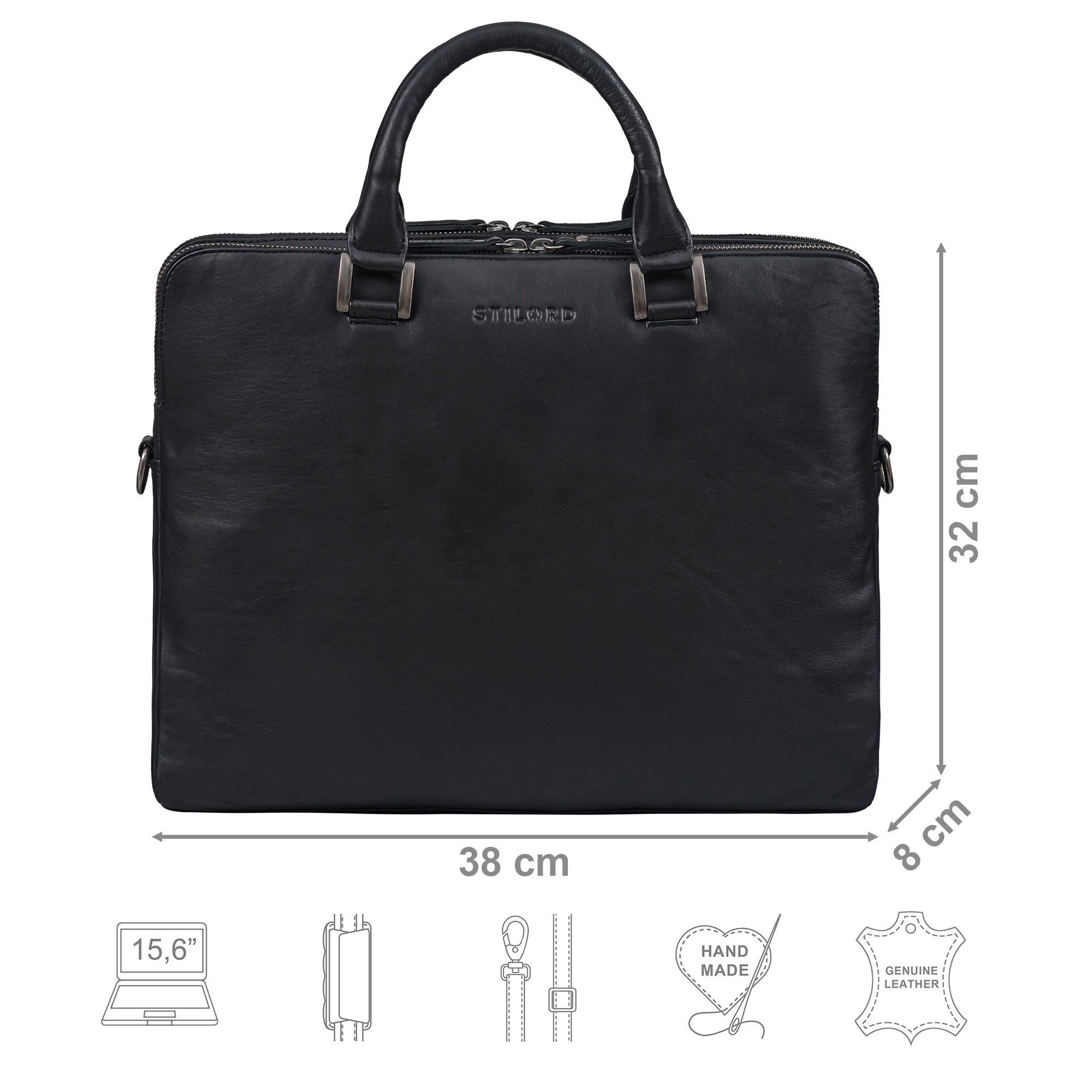 Damen Lederhandtasche schwarz