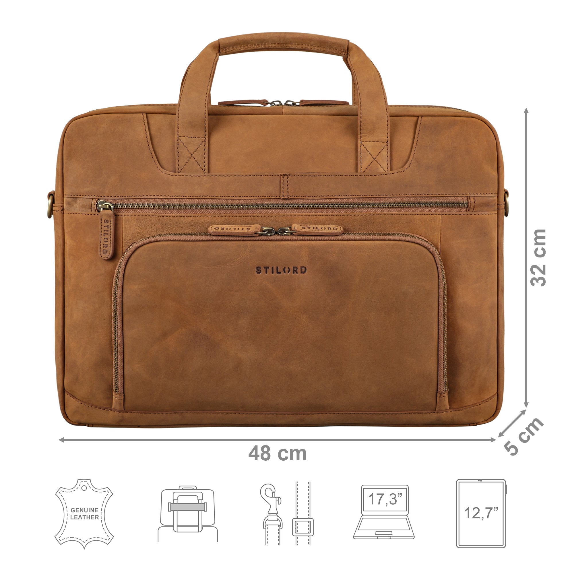 Laptoptasche groß Herren Leder braun