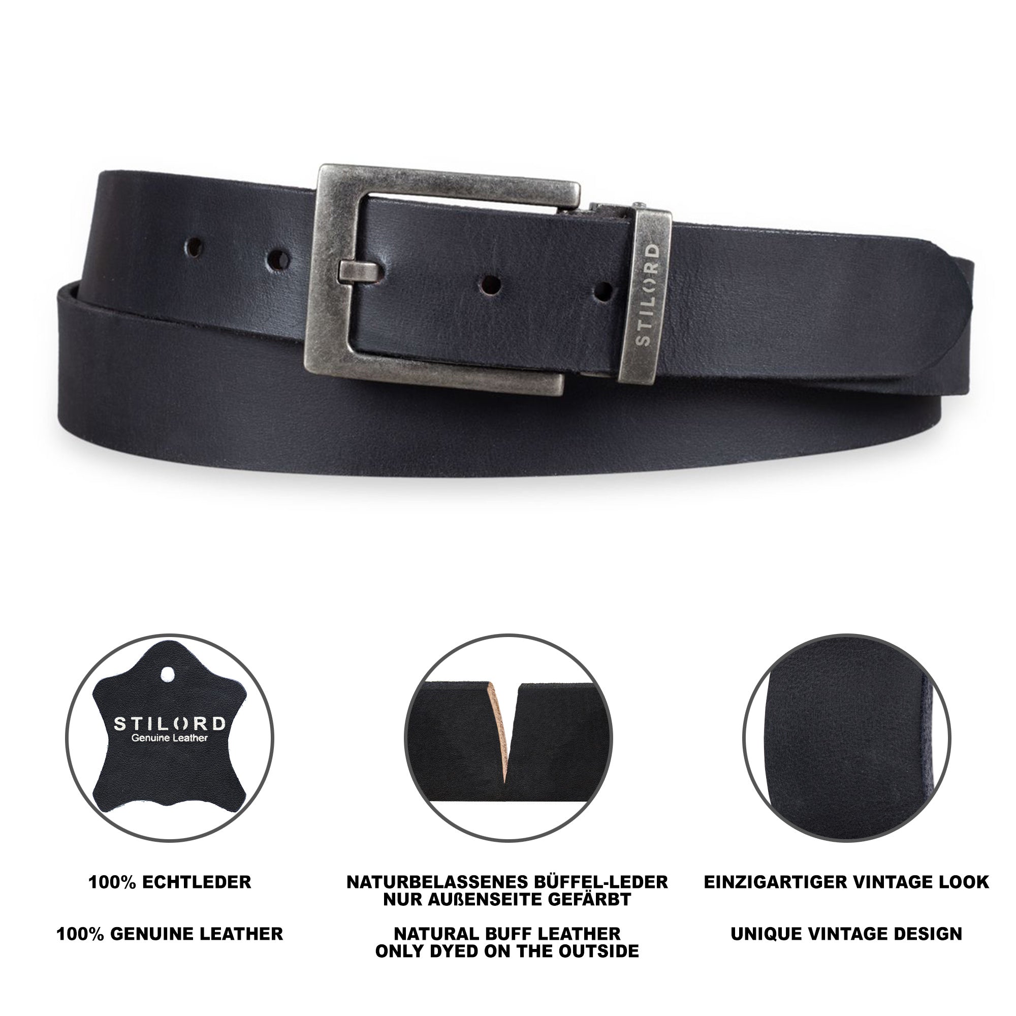 Leder Männer Gürtel schwarz