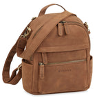 Kleine 2-in-1 Leder Rucksack-Tasche Hellbraun für Damen 
