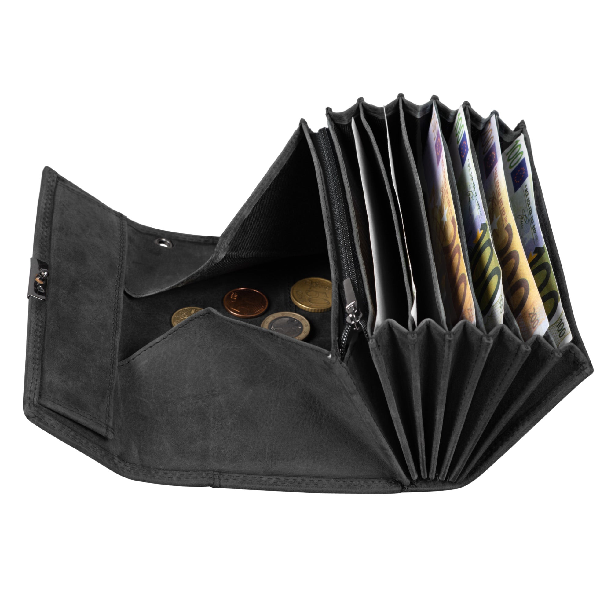 Kellnergeldbörse Damen Leder schwarz