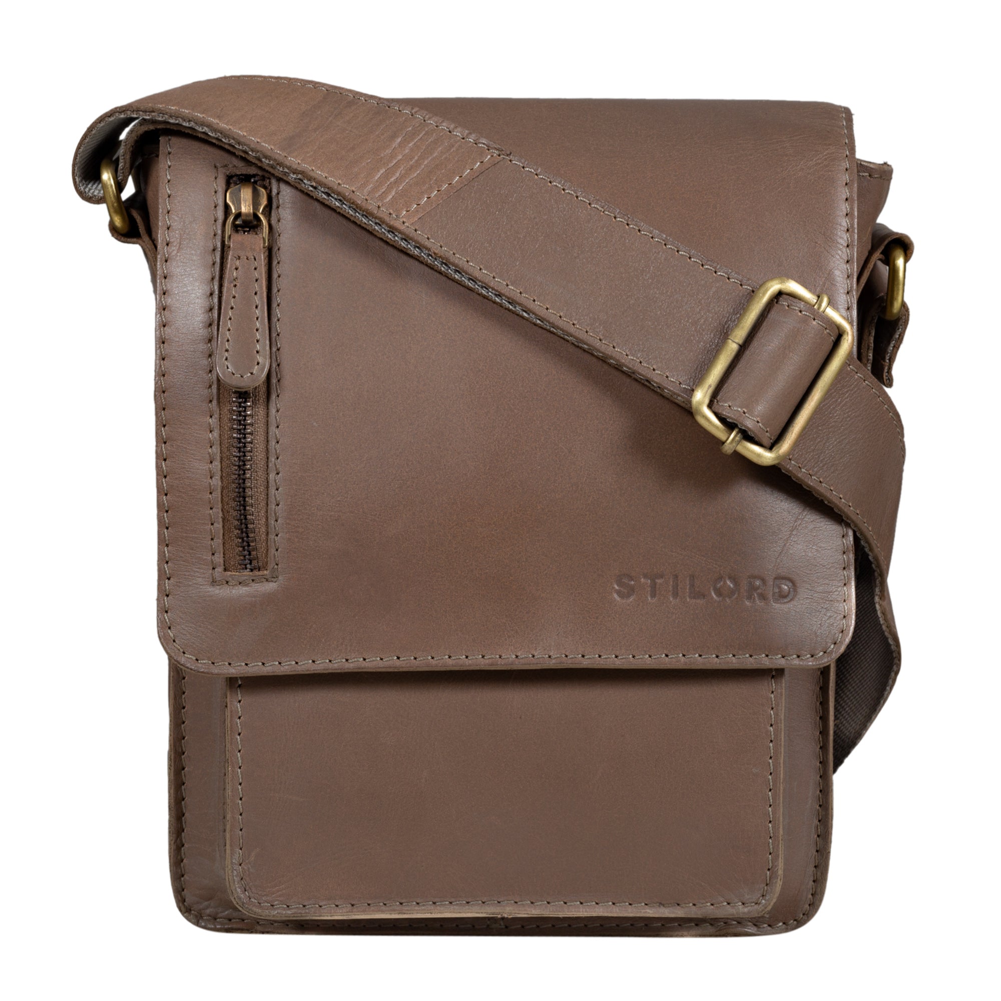 Leder Schultertasche braun