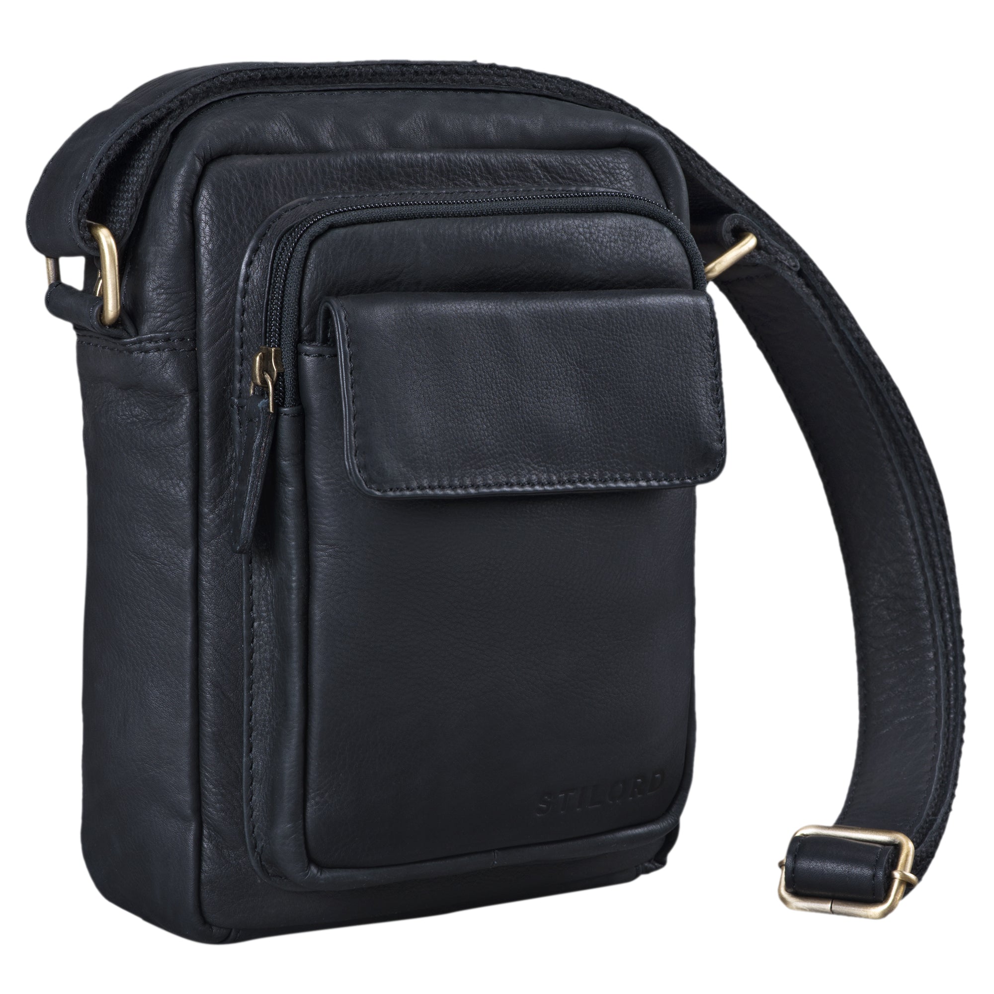 Schwarze Schultertasche echtes Leder