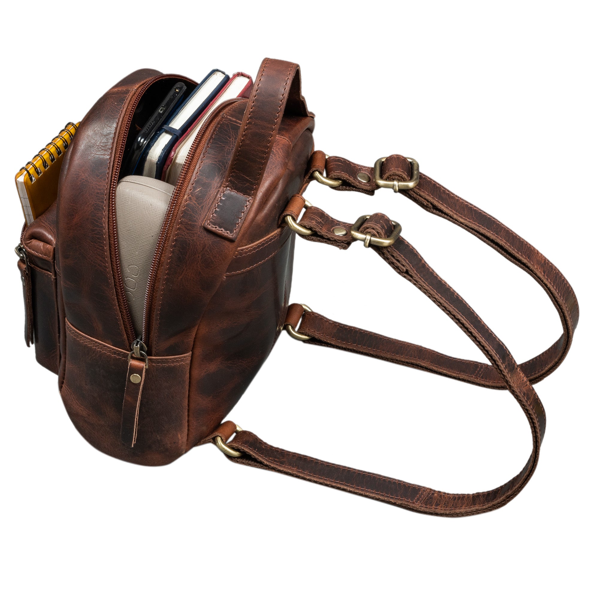 Kleiner Lederrucksack braun