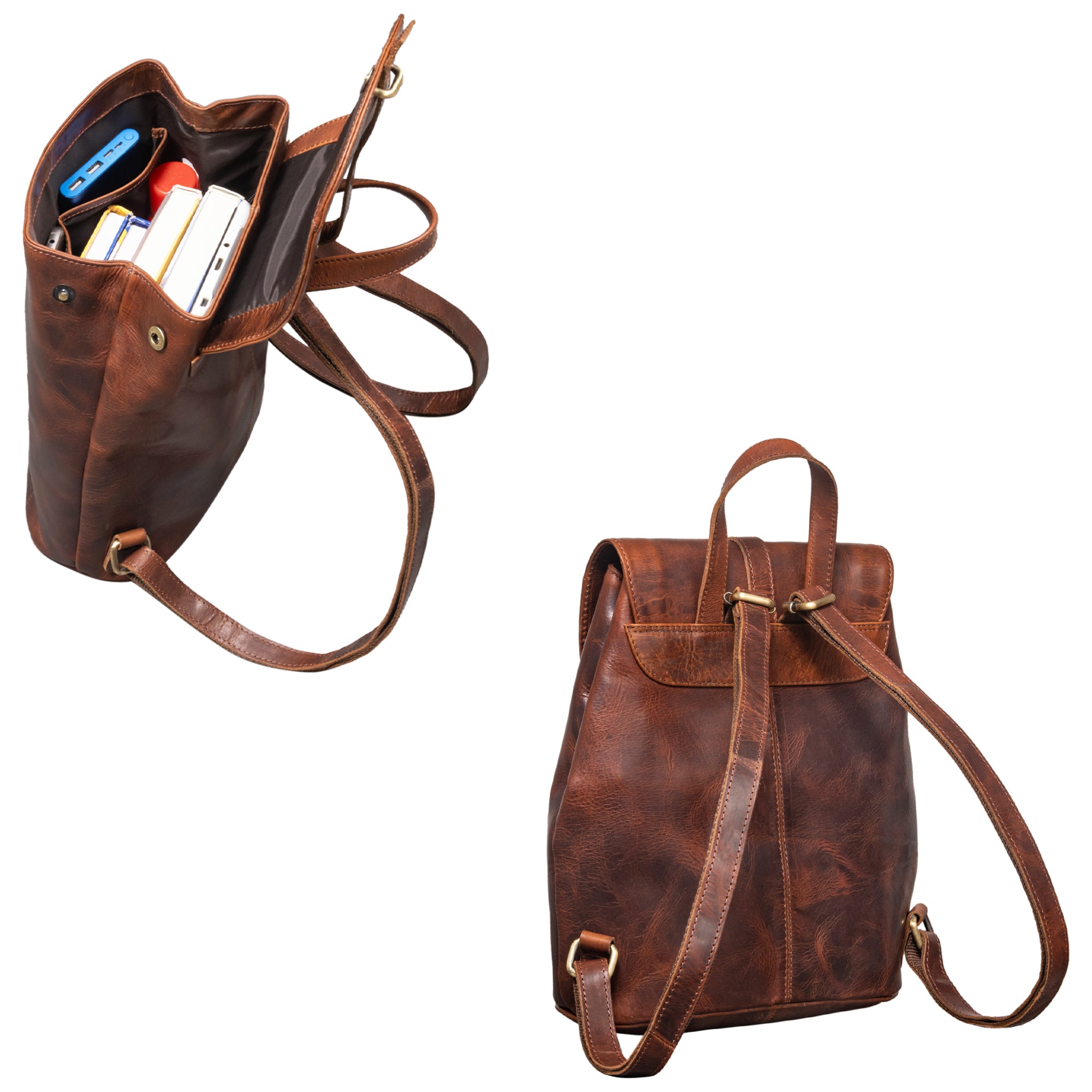Uni Rucksack Frauen Leder klein